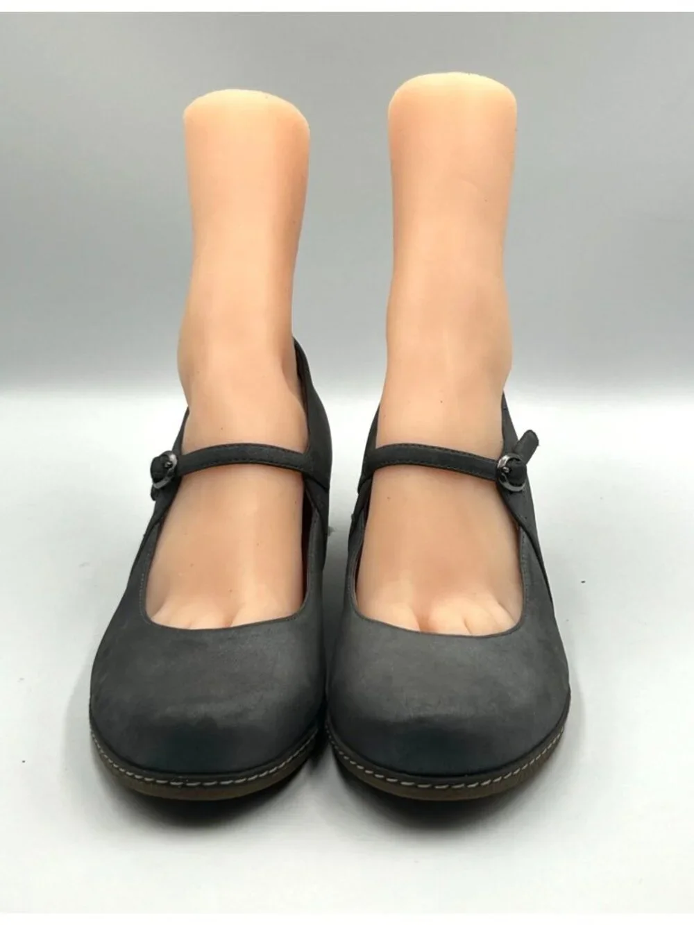 Dansko Women's Metallic Gray Leather Loralie Mary Jane Wedge Shoes Sz 10.5 3520